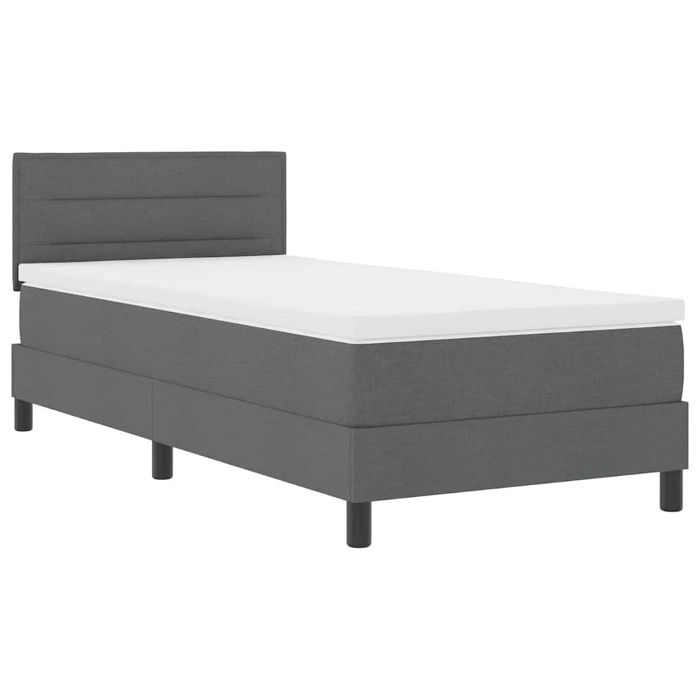vidaXL Lit boxspring avec matelas et LED Gris foncé 90 x 190 cm Tissu
