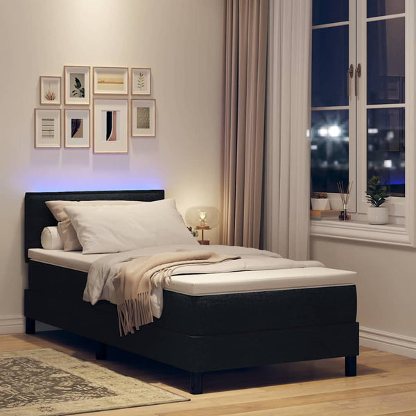 Boxspringbett mit LED Schwarz 90x200 cm