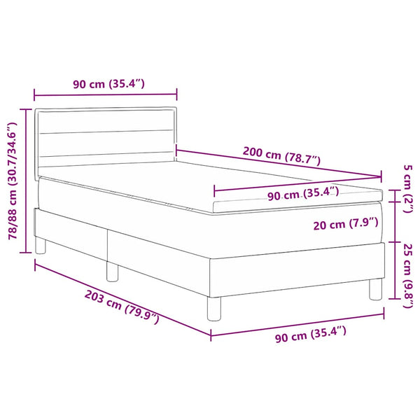 Boxspringbett mit LED Taupe 90x200 cm