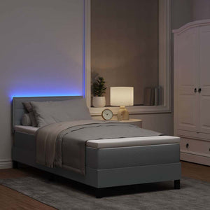 vidaXL Lit coffre avec matelas et LED Gris clair 100 x 200 cm Tissu