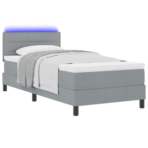 vidaXL Lit coffre avec matelas et LED Gris clair 100 x 200 cm Tissu