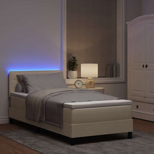 vidaXL Lit coffre avec matelas et LED Crème 100 x 200 cm Tissu