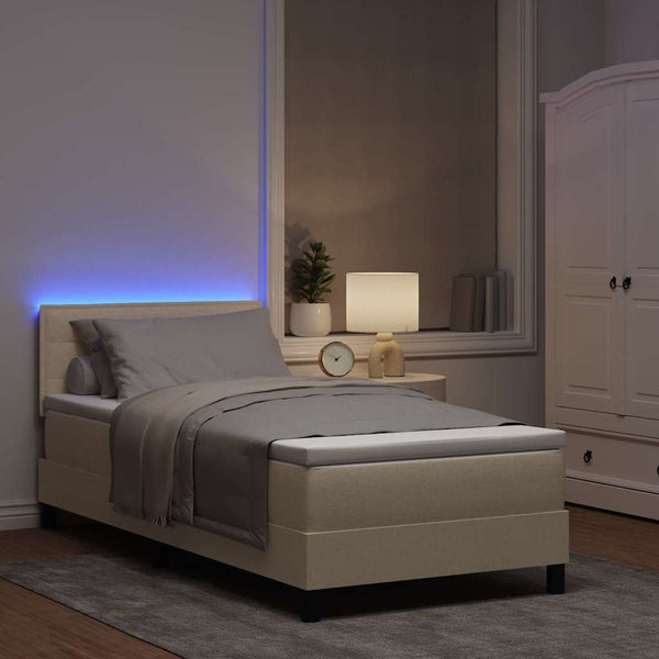 vidaXL Lit coffre avec matelas et LED Crème 100 x 200 cm Tissu