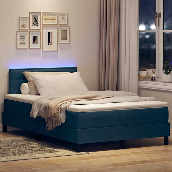 vidaXL Lit tapissier avec matelas et LED bleu 120 x 190 cm Tissu