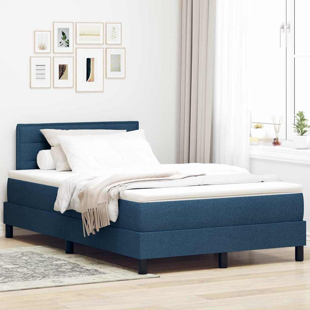 vidaXL Lit tapissier avec matelas et LED bleu 120 x 190 cm Tissu