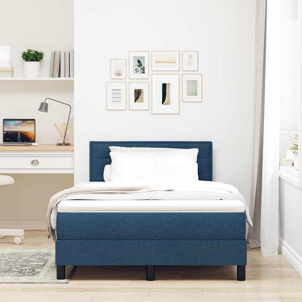vidaXL Lit tapissier avec matelas et LED bleu 120 x 190 cm Tissu
