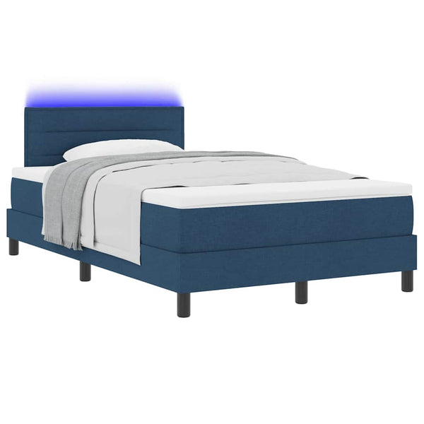 vidaXL Lit tapissier avec matelas et LED bleu 120 x 190 cm Tissu