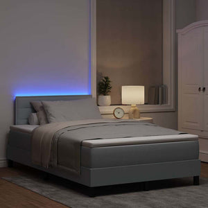 vidaXL Lit boxspring avec matelas et LED Gris clair 120 x 200 cm Tissu