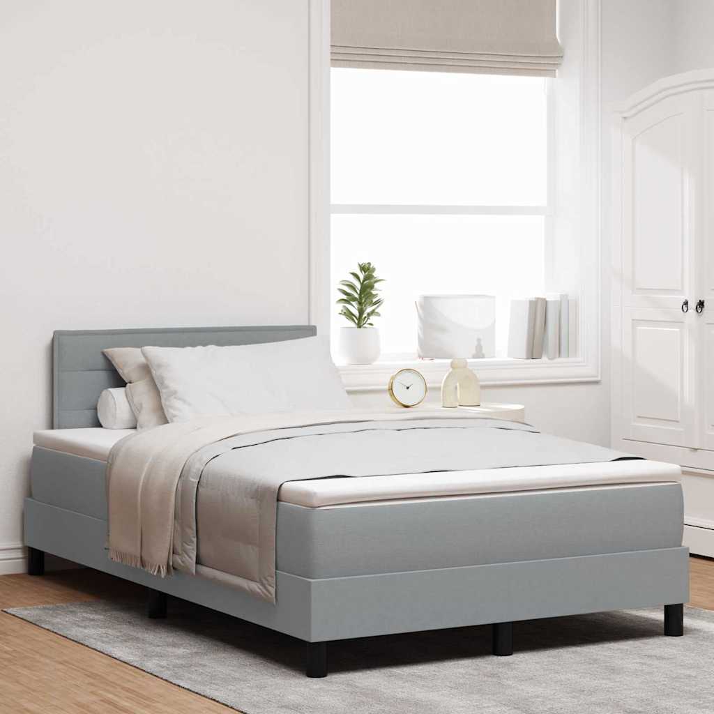 vidaXL Lit boxspring avec matelas et LED Gris clair 120 x 200 cm Tissu