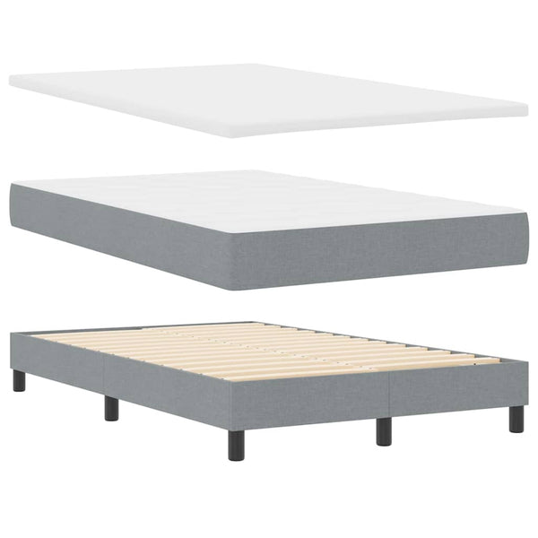 vidaXL Lit boxspring avec matelas et LED Gris clair 120 x 200 cm Tissu