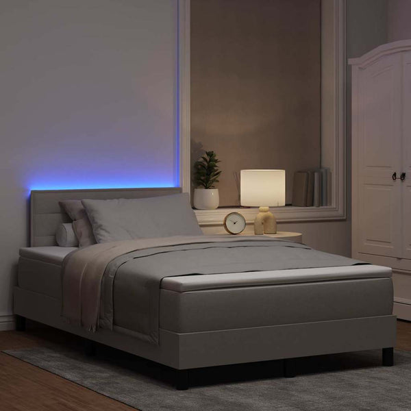 vidaXL Lit coffre avec matelas et LED taupe 120 x 200 cm tissu