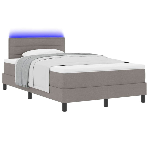 vidaXL Lit coffre avec matelas et LED taupe 120 x 200 cm tissu