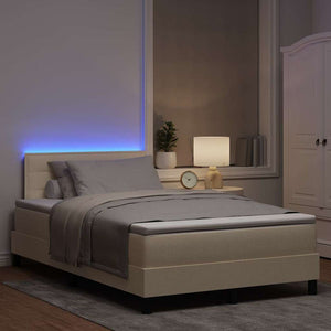 Boxspringbett Creme 120x200 cm mit LED