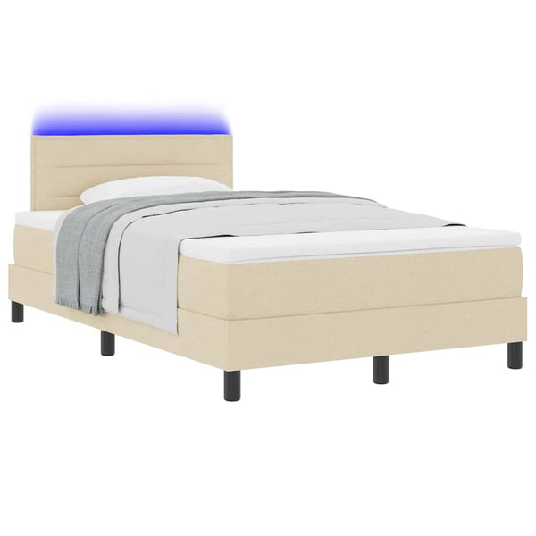 Boxspringbett Creme 120x200 cm mit LED