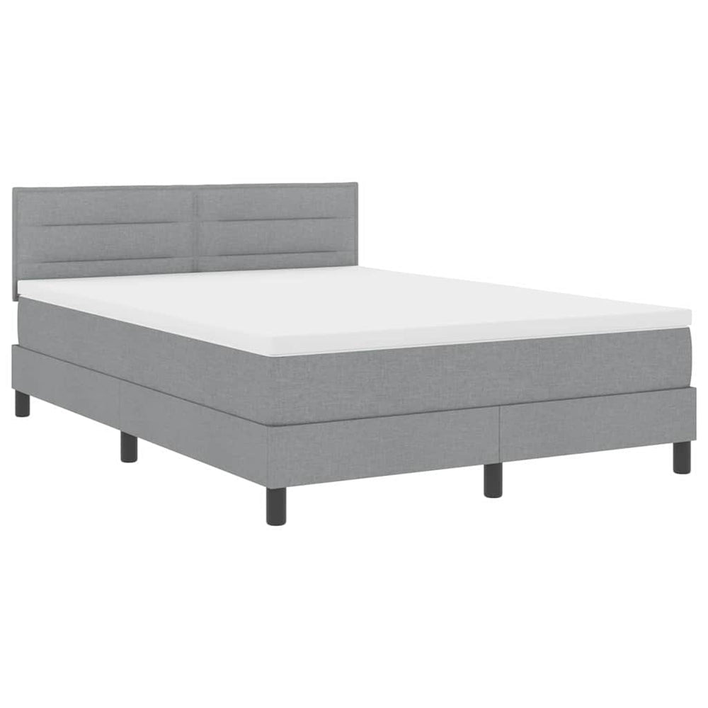 vidaXL Lit avec sommier tapissier et matelas à LED Gris clair 140 x 190 cm Tissu