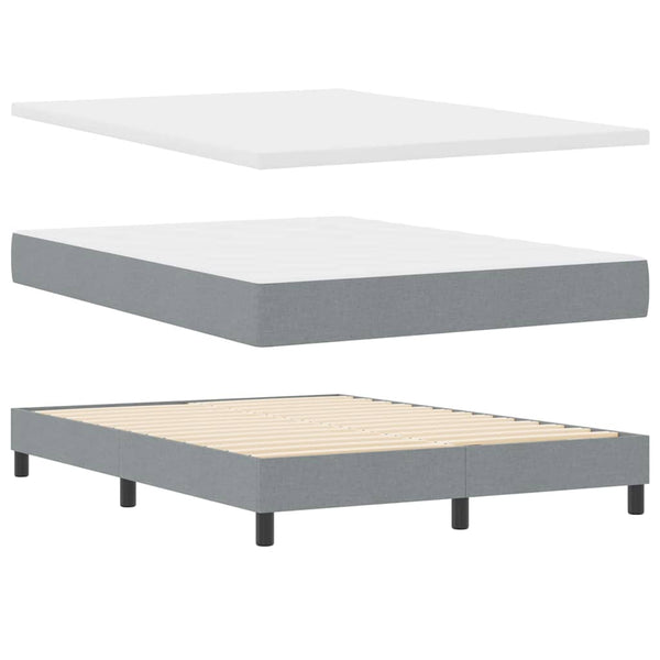 vidaXL Lit avec sommier tapissier et matelas à LED Gris clair 140 x 190 cm Tissu
