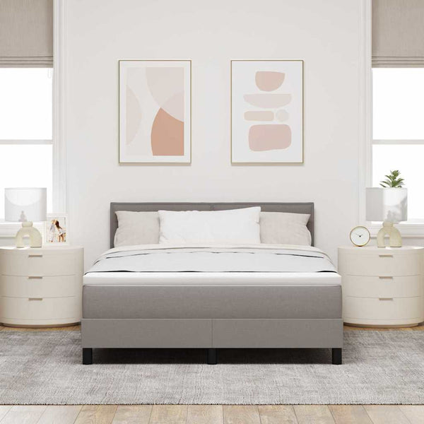vidaXL Lit coffre avec matelas avec LED Gris taupe 140 x 190 cm Tissu