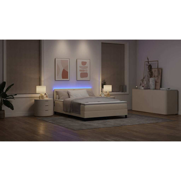 Boxspringbett mit Matratze LED Creme 140x190 cm