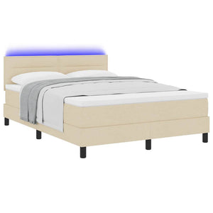 Boxspringbett mit Matratze LED Creme 140x190 cm
