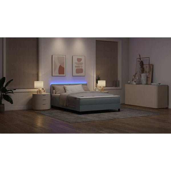 Boxspringbett mit LED Hellgrau 140x200 cm
