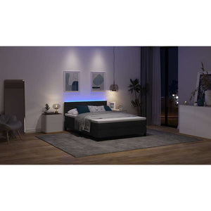 vidaXL Lit boxspring avec matelas et LED Noir 160 x 200 cm Tissu