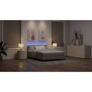 vidaXL Lit double tapissier avec matelas et LED taupe 160 x 200 cm tissu