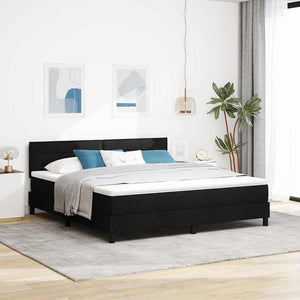 vidaXL Lit avec sommier tapissier et matelas avec LED Noir 180 x 200 cm Tissu