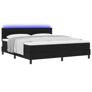 vidaXL Lit avec sommier tapissier et matelas avec LED Noir 180 x 200 cm Tissu