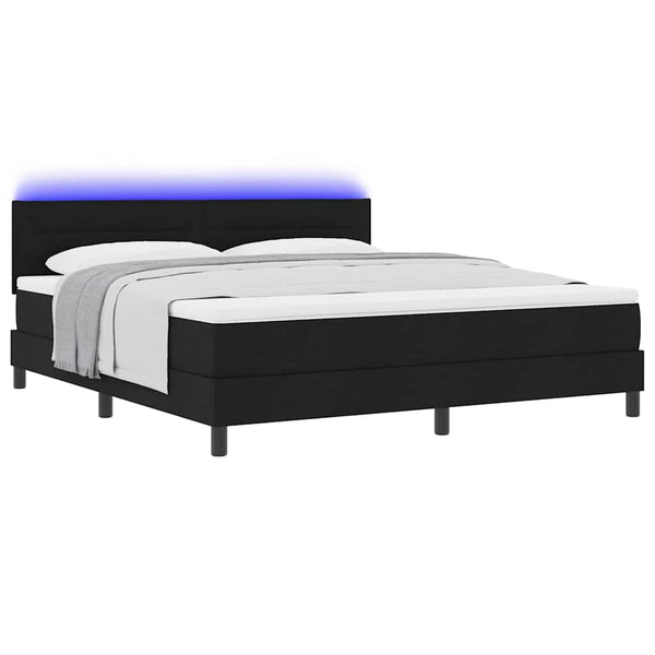 vidaXL Lit avec sommier tapissier et matelas avec LED Noir 180 x 200 cm Tissu