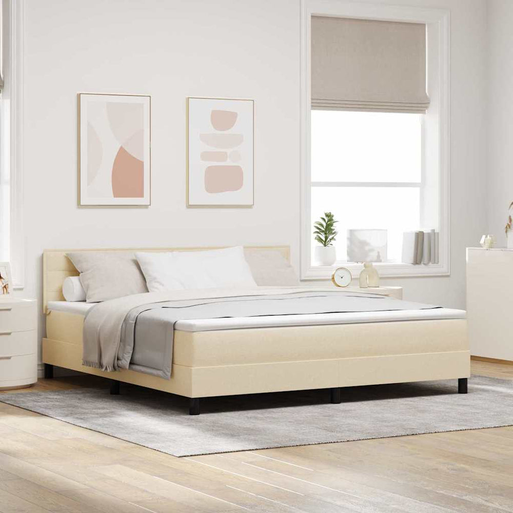 vidaXL Lit boxspring avec matelas et LED crème 180 x 200 cm tissu