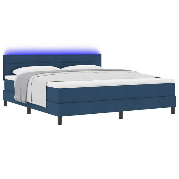 vidaXL Lit coffre avec matelas et LED bleu 180 x 200 cm Tissu