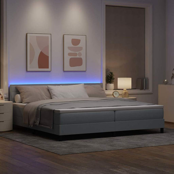 Boxspringbett mit LED Hellgrau 200x200 cm