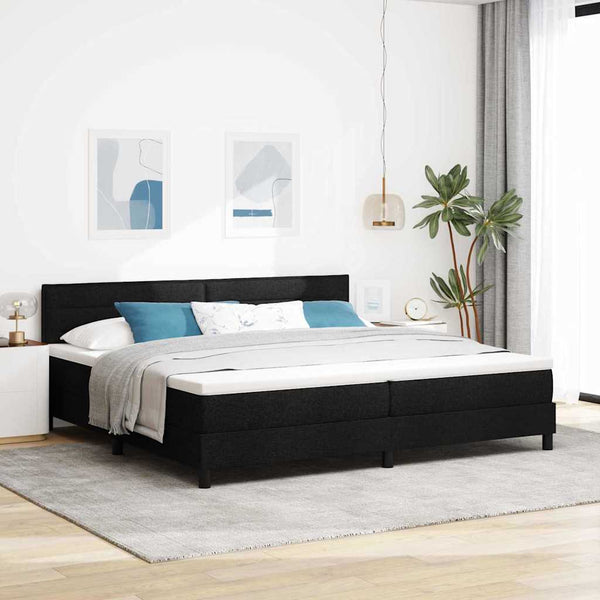 vidaXL Lit coffre avec matelas avec LED Noir 200 x 200 cm Tissu