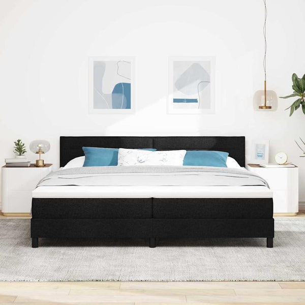vidaXL Lit coffre avec matelas avec LED Noir 200 x 200 cm Tissu