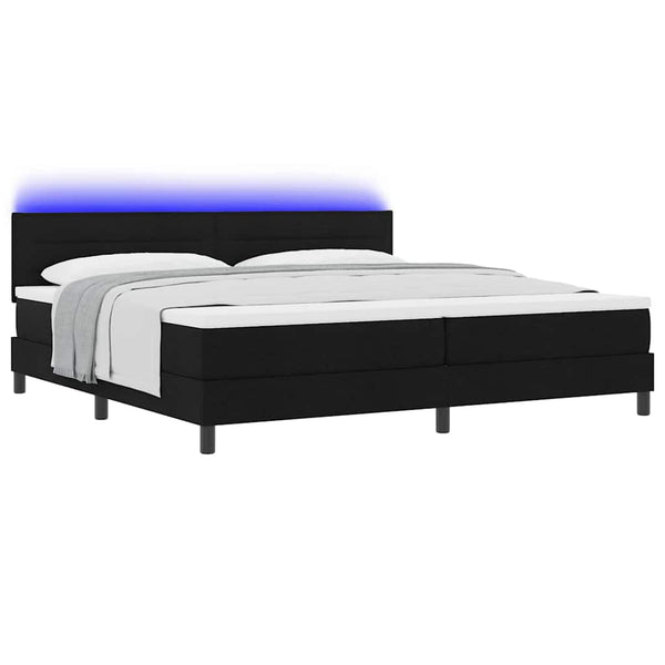 vidaXL Lit coffre avec matelas avec LED Noir 200 x 200 cm Tissu