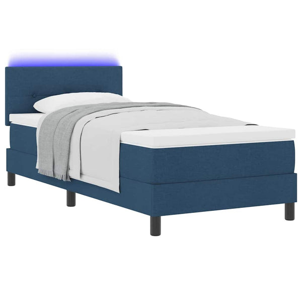 vidaXL Lit tapissier avec matelas et LED bleu 80 x 200 cm Tissu