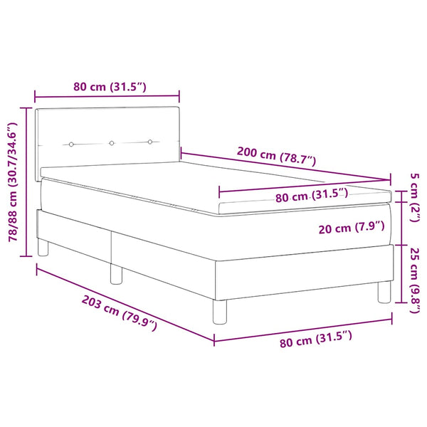 vidaXL Lit tapissier avec matelas et LED bleu 80 x 200 cm Tissu