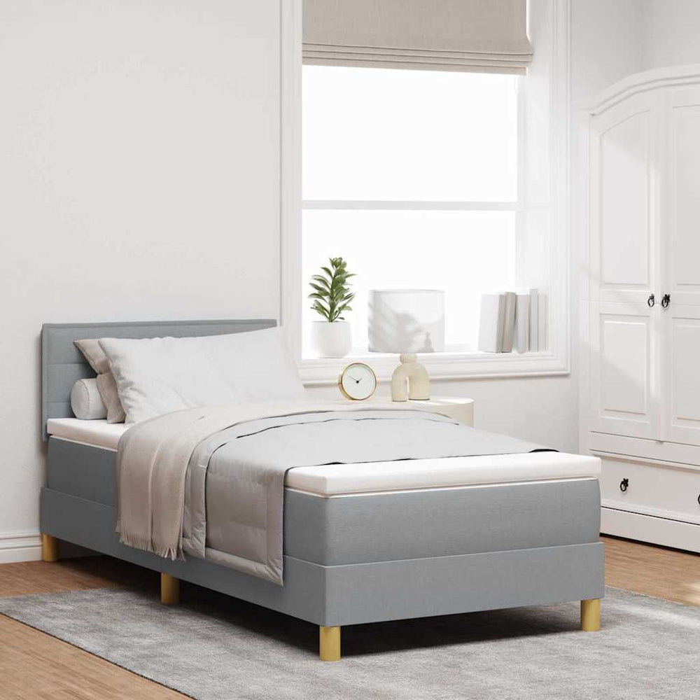vidaXL Lit coffre à LED avec tête de lit Gris clair 80 x 200 cm Tissu