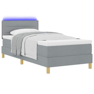 LED Boxspringbett Hellgrau 80x200 cm
