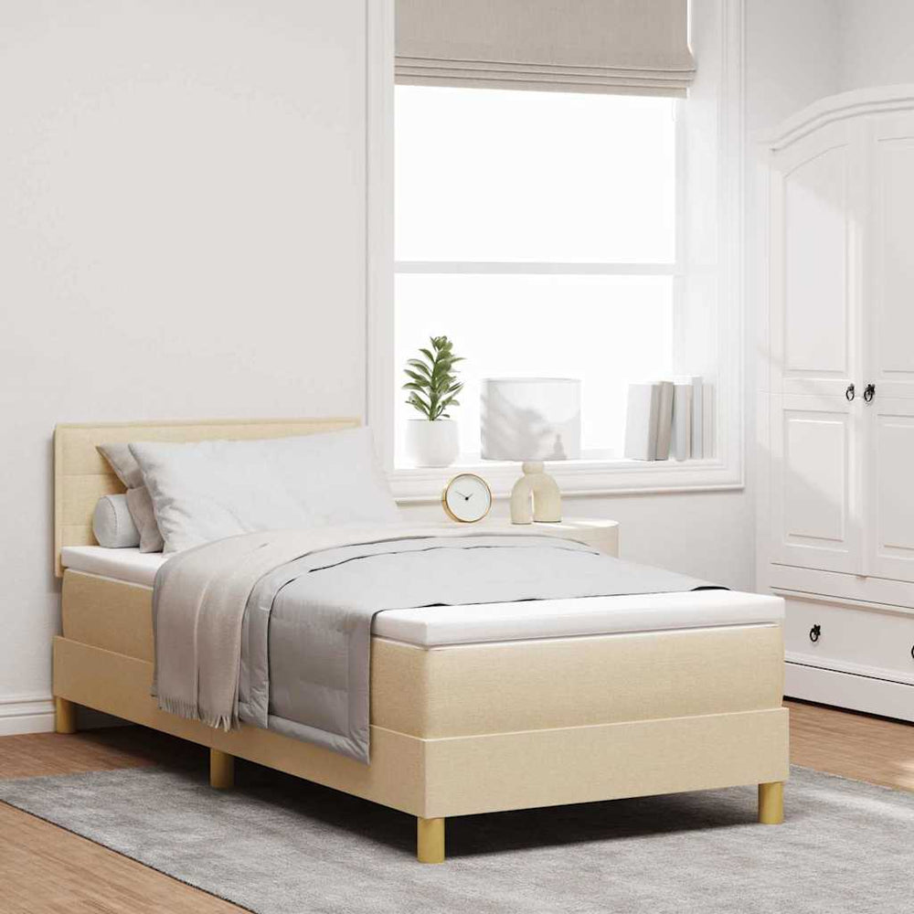 vidaXL Lit coffre à LED avec bandes lumineuses LED crème 80 x 200 cm Tissu