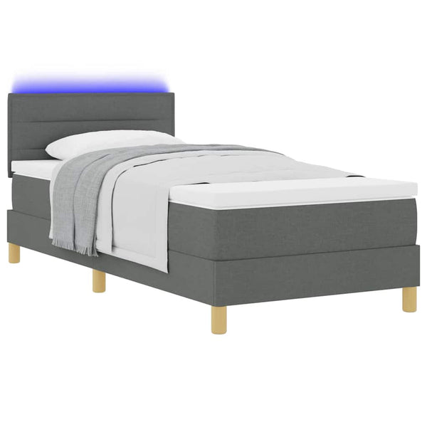 LED Boxspringbett Dunkelgrau 90x190 cm