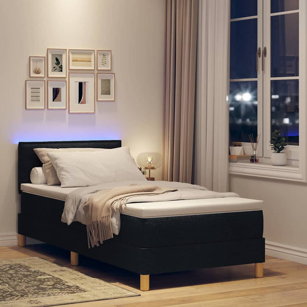 LED Boxspringbett Schwarz 90x190 cm