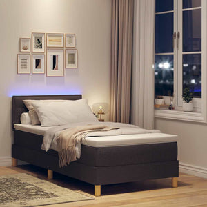 vidaXL Lit coffre à LED avec tête de lit Tissu marron foncé 90 x 190 cm