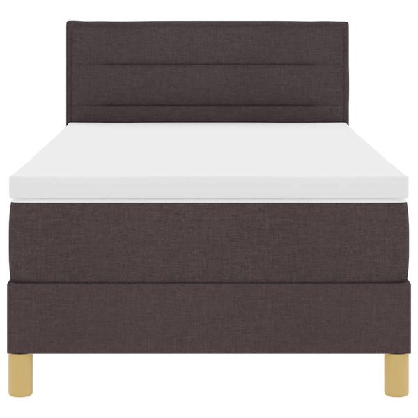 vidaXL Lit coffre à LED avec tête de lit Tissu marron foncé 90 x 190 cm