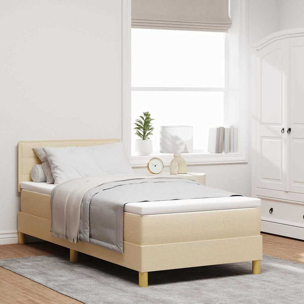 LED Boxspringbett Creme 90x190 cm
