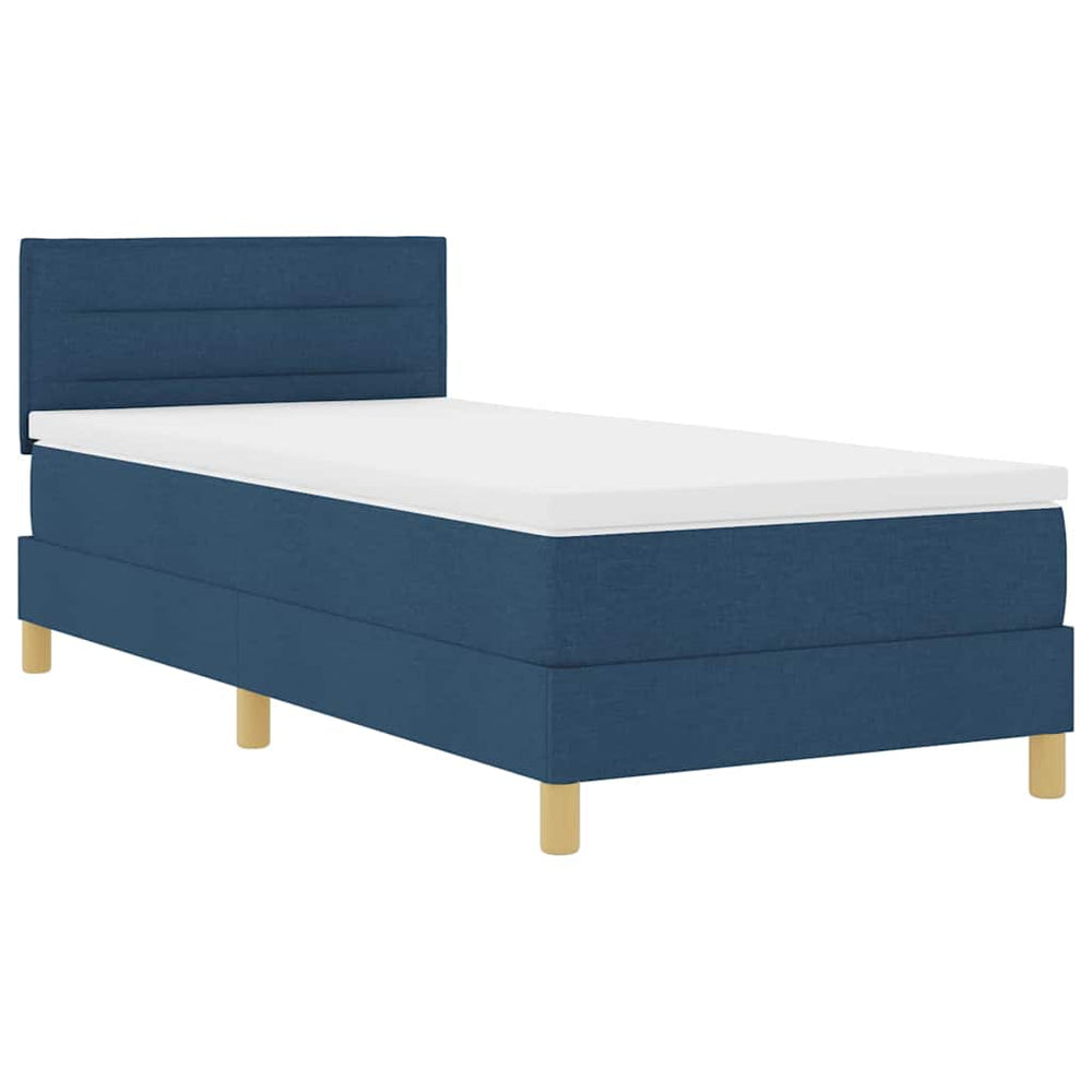 vidaXL Lit coffre à ressorts avec bandes LED Bleu 90 x 190 cm Tissu