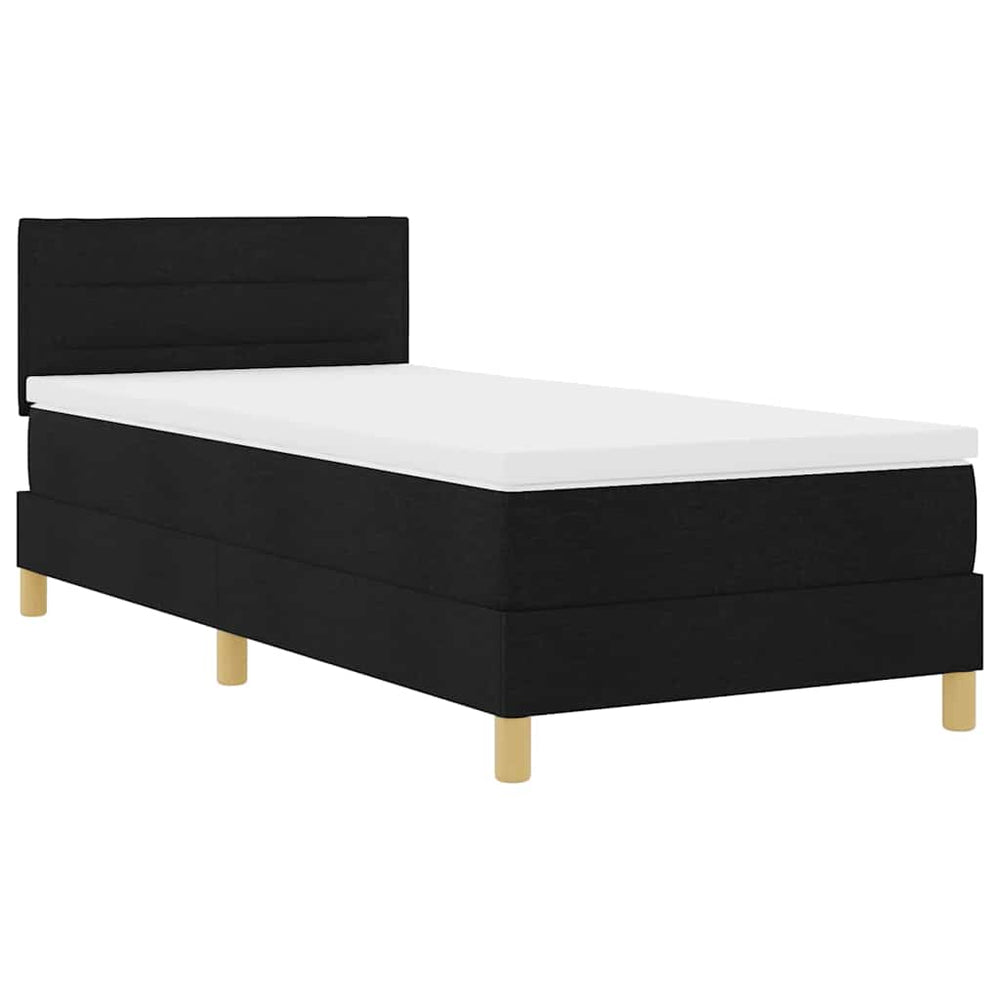 vidaXL Lit coffre à LED avec tête de lit noir 90 x 200 cm Tissu