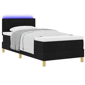 vidaXL Lit coffre à LED avec tête de lit noir 90 x 200 cm Tissu