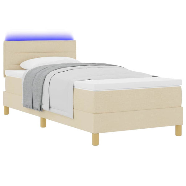 LED Boxspringbett Creme 90x200 cm