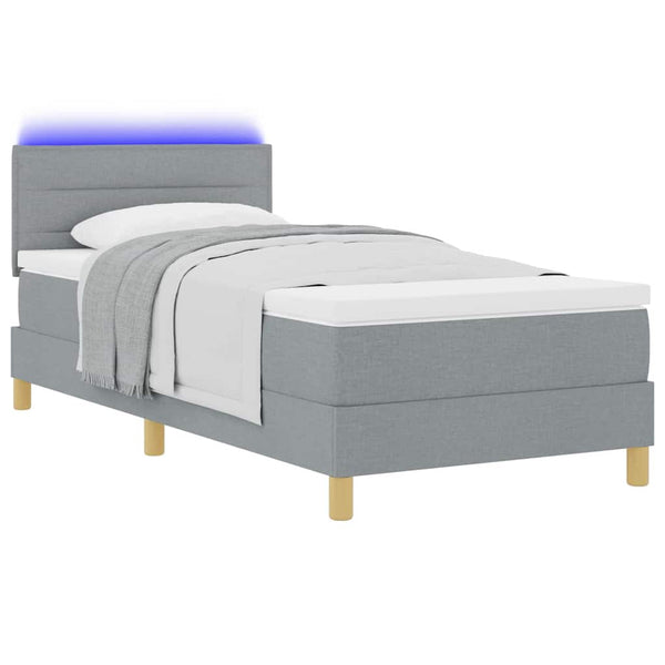 LED Boxspringbett Hellgrau 100x200 cm